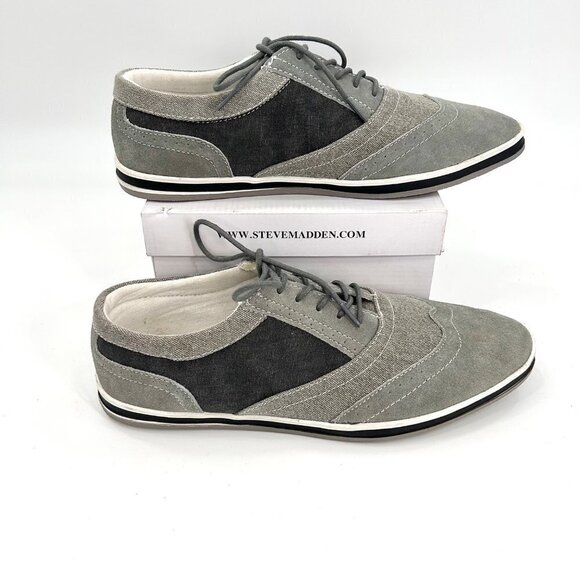Steve Madden Other - STEVE MADDEN P-DISTILL2 GREY SUEDE & MATERIAL OXFORD LOAFER SHOES w/ BOX - 12